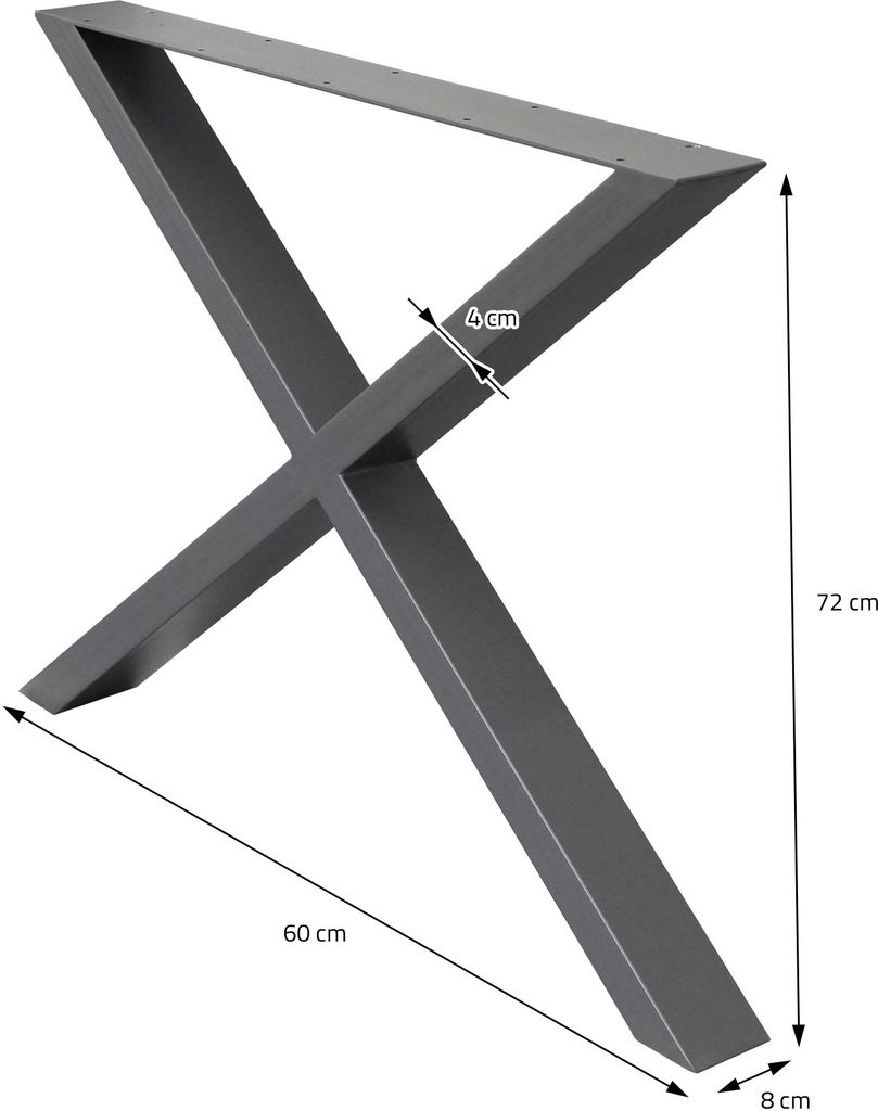 ECD Germany 2x stolové podnože X-Design, 60x72 cm, Obrázok produktu 