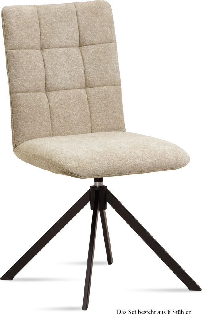 Esszimmerstuhl drehbar (8er-Set) Debora 47x91x60 Schwarz/Natur