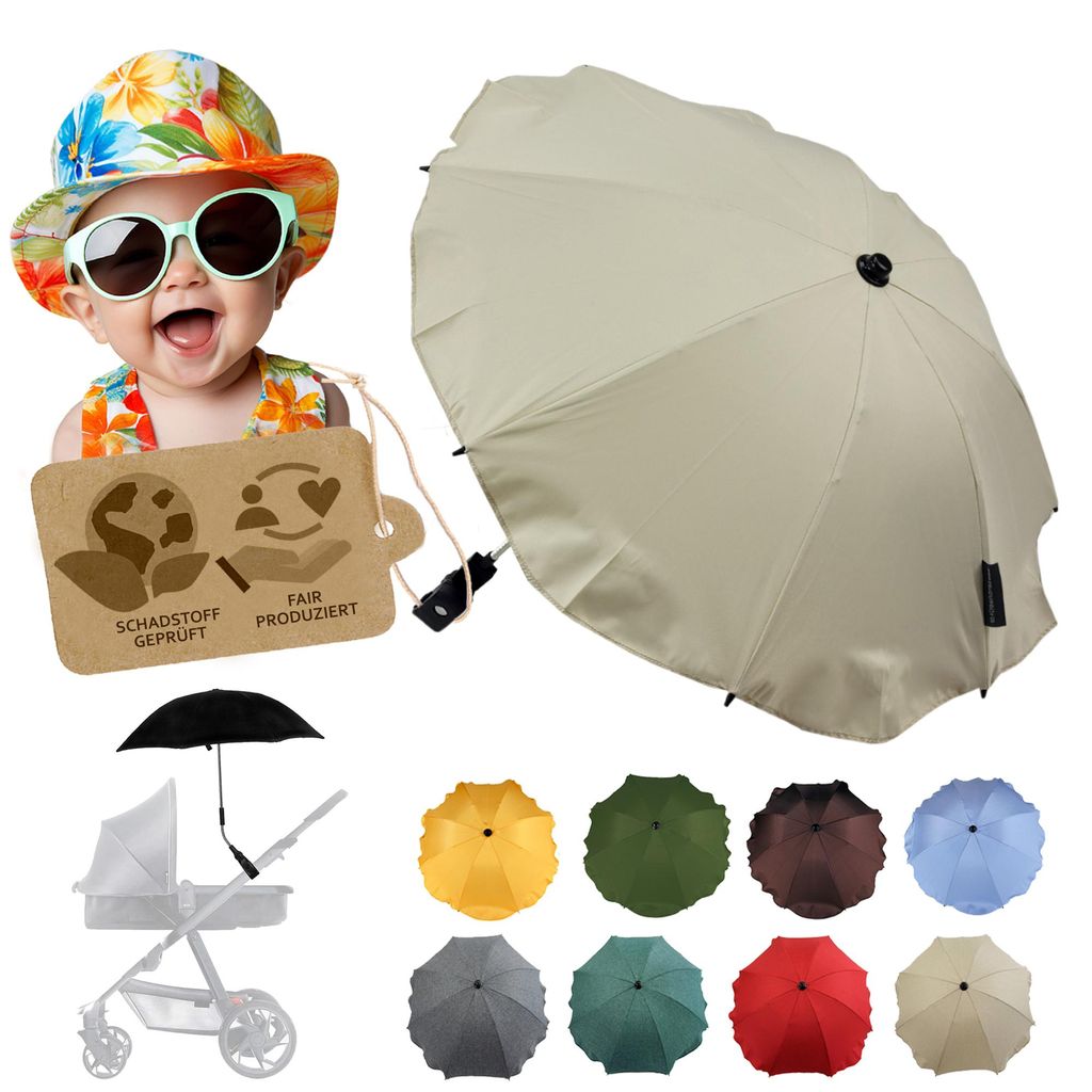 BAMBINIWELT Sonnenschirm für Kinderwagen Ø68cm UV-Schutz50+ Produktbild 