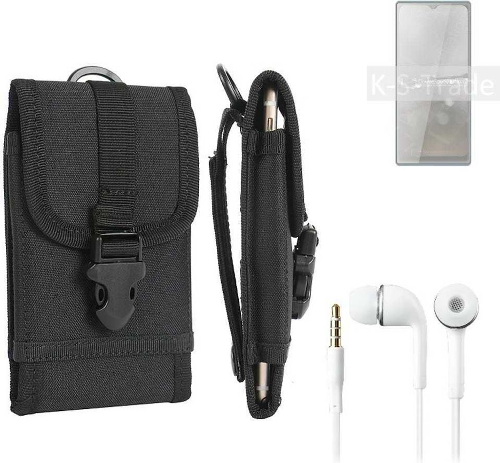K-S-Trade Holster Schutz Hülle kompatibel mit Cubot P50 Gürteltasche Handy Hülle Tasche outdoor Seitentasche schwarz 1x + Kopfhörer
