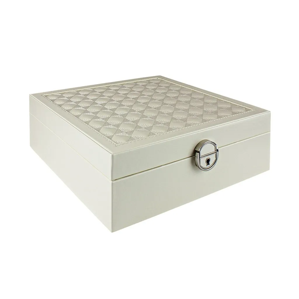 Rangement bijoux blanc matelassé idéal pour maison et déplacements