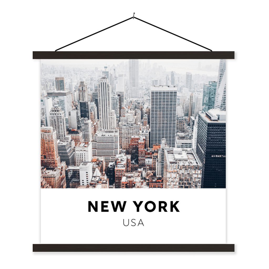 MuchoWow Textilposter New York - Amerika - Luft 40x40 cm mit schwarzem Rahmen - Fotos