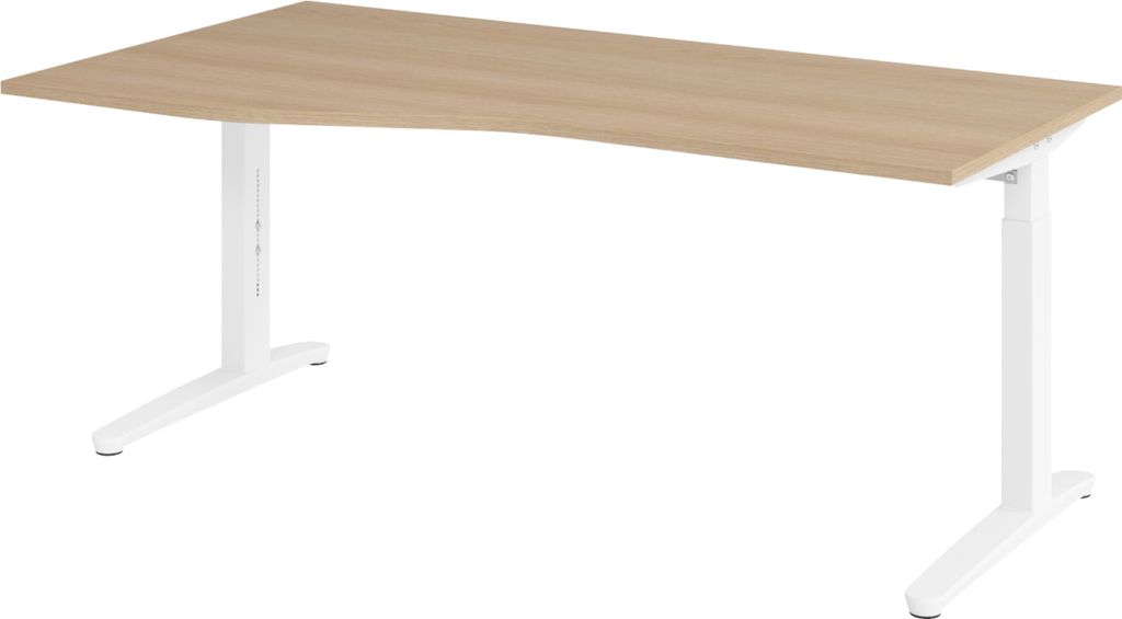 bümö Schreibtisch Serie-XB - Größe: 180 x 100 cm, Gestell: Weiß, Nachbildung: Eiche