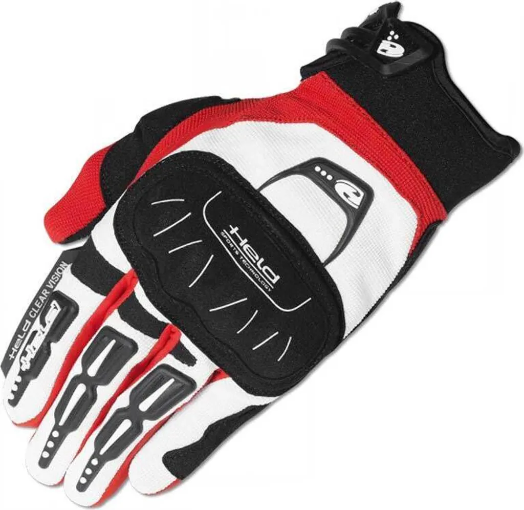 Gants Held Backflip Cross Blancs et Rouges Taille S avec Grip Silicone
