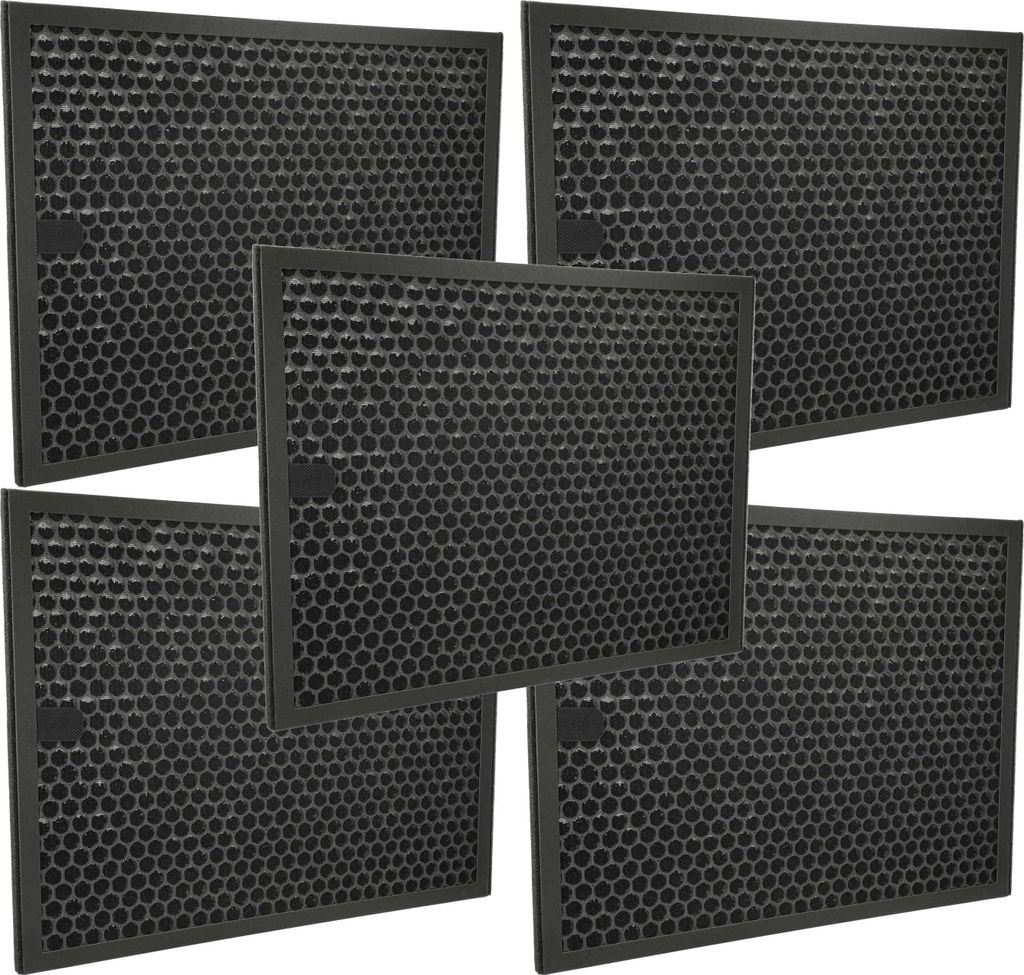vhbw 5x Aktivkohlefilter kompatibel mit Philips AC4550/10, AC3256/10, AC3259/10 Luftreiniger - Luftfilter Schwarz