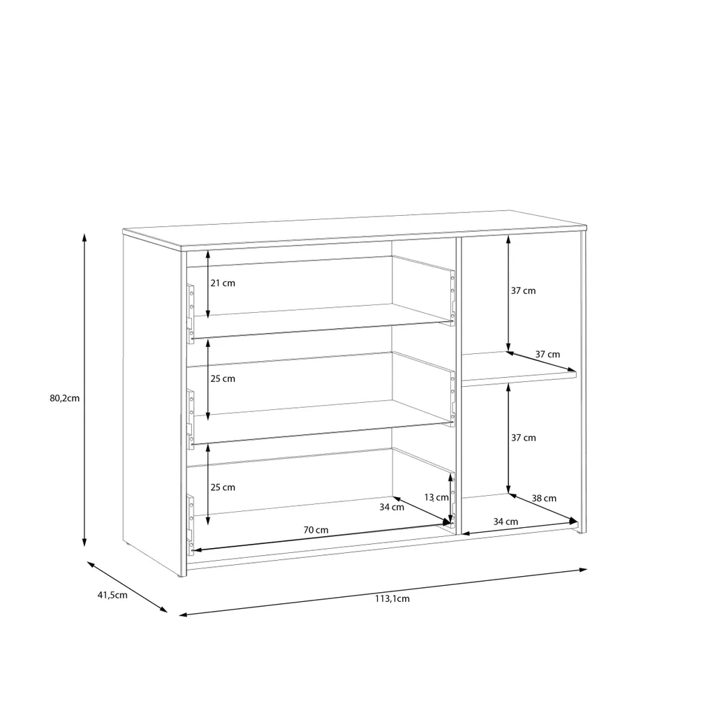 Commode de rangement 3 tiroirs avec porte CULGOA chêne/blanc - 6