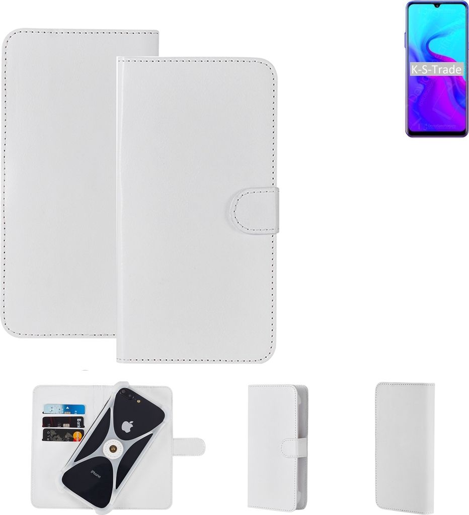 K-S-Trade Handy Hülle Schutz Hülle kompatibel mit Blackview A80 Cover Case Bookstyle Bumper weiß 1x