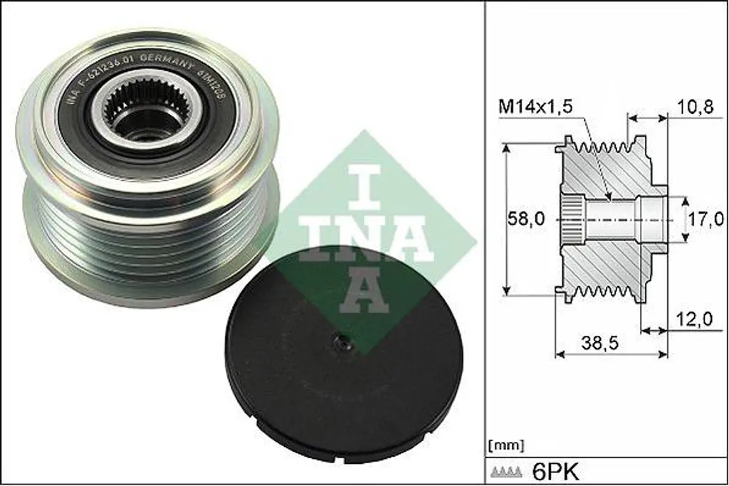 Roue libre d'alternateur INA 535030310 compatible Corolla et Auris
