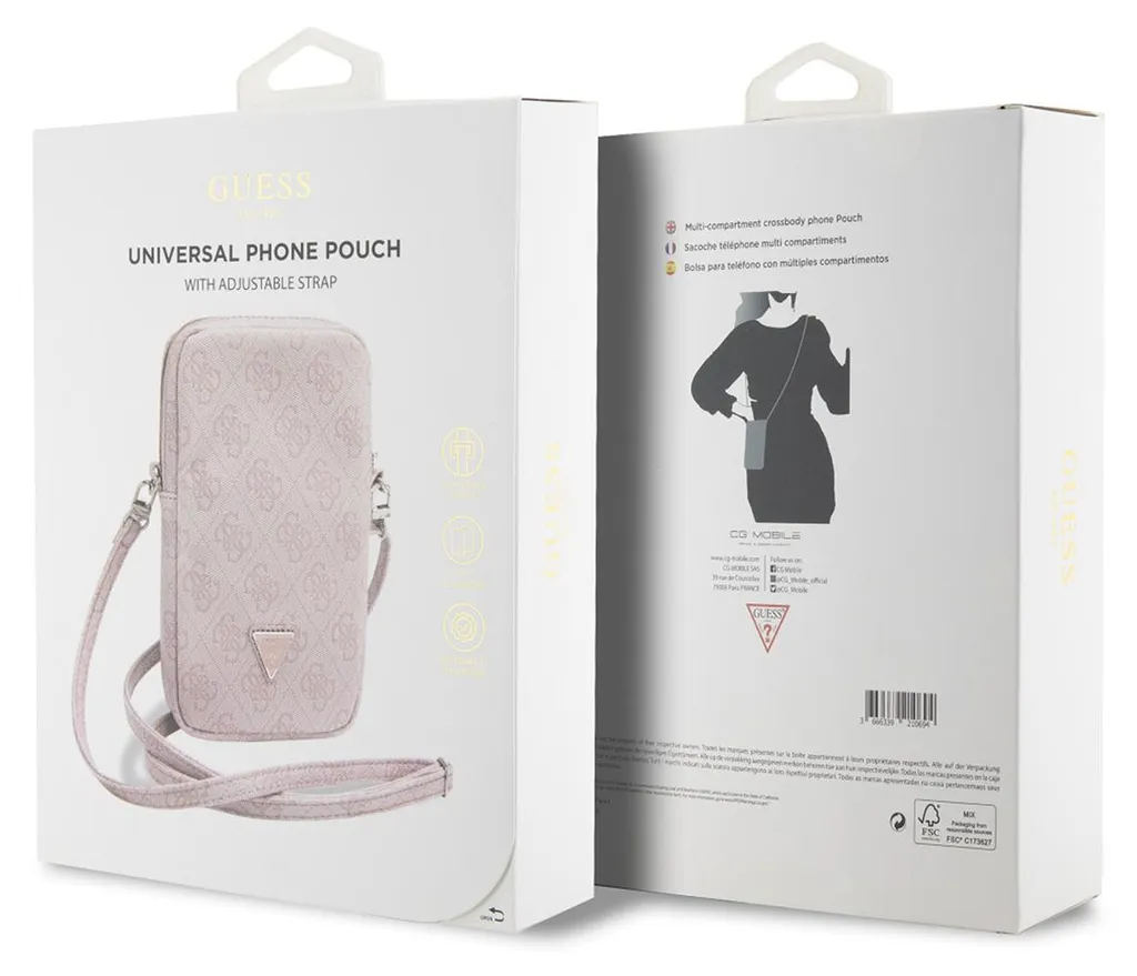 Guess Zip 4G Triangle Pink Bag - Borsa Smartphone Originale - 4