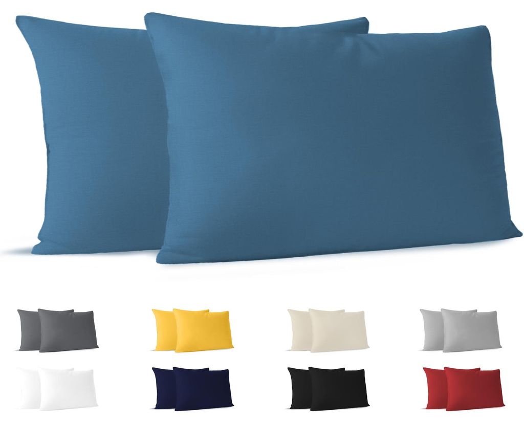 Kissenbezug 40x70 (2er-Set) - 100% Jersey-Baumwolle 150 g/m² - Blau - Für Kissen der Größe 40x70 cm - Kissenbezug - Nachhaltig und hypoallergen