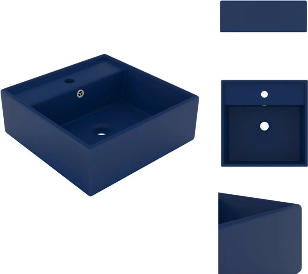 Lavabo in Ceramica Blu Opaco 41 cm con Troppopieno | vidaXL 146946