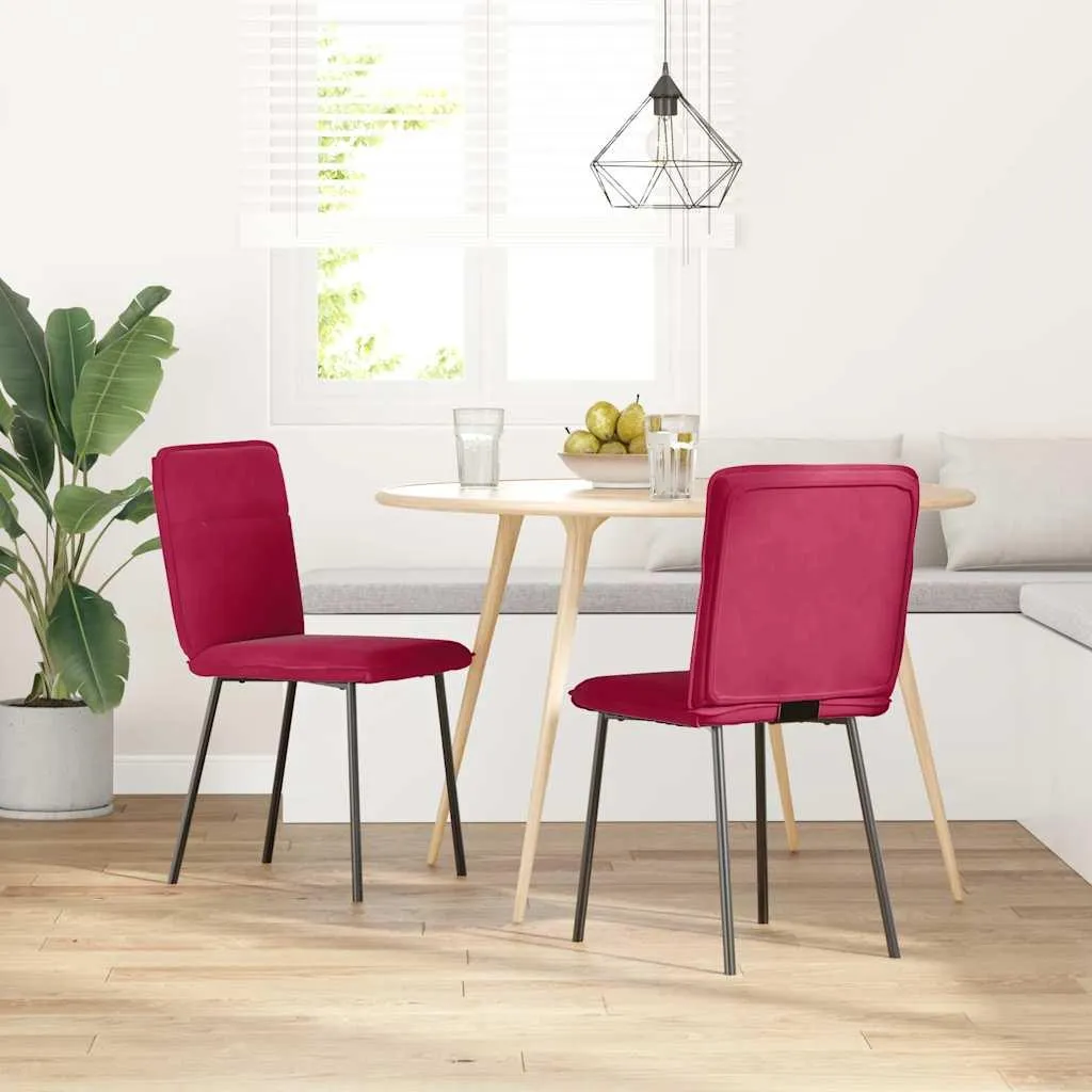 Set 2 Sedie vidaXL Velluto Rosso Vino - Look Glam per il tuo Living