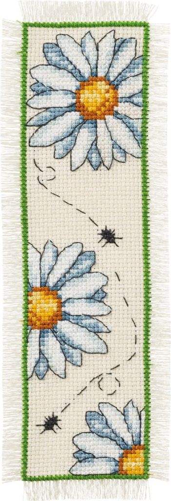 Permin Kreuzstich Stickpackung Lesezeichen "Gänseblümchen", Zählmuster, 7x22cm