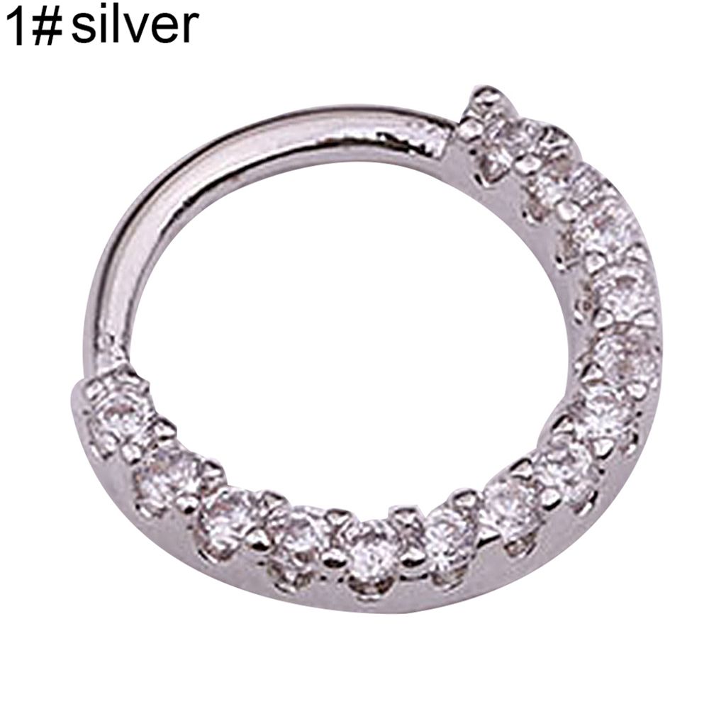 Stück Damen-Nasenring mit eingelegtem Zirkonia, Helix-Ohrring, Piercing-Schmuck-Silber 1