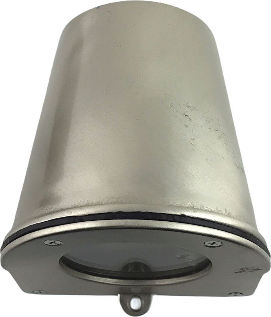 Wandleuchte außen Messing Glas H: 10 cm IP54 Nickel matt GU10 Vintage Außenwandlampe