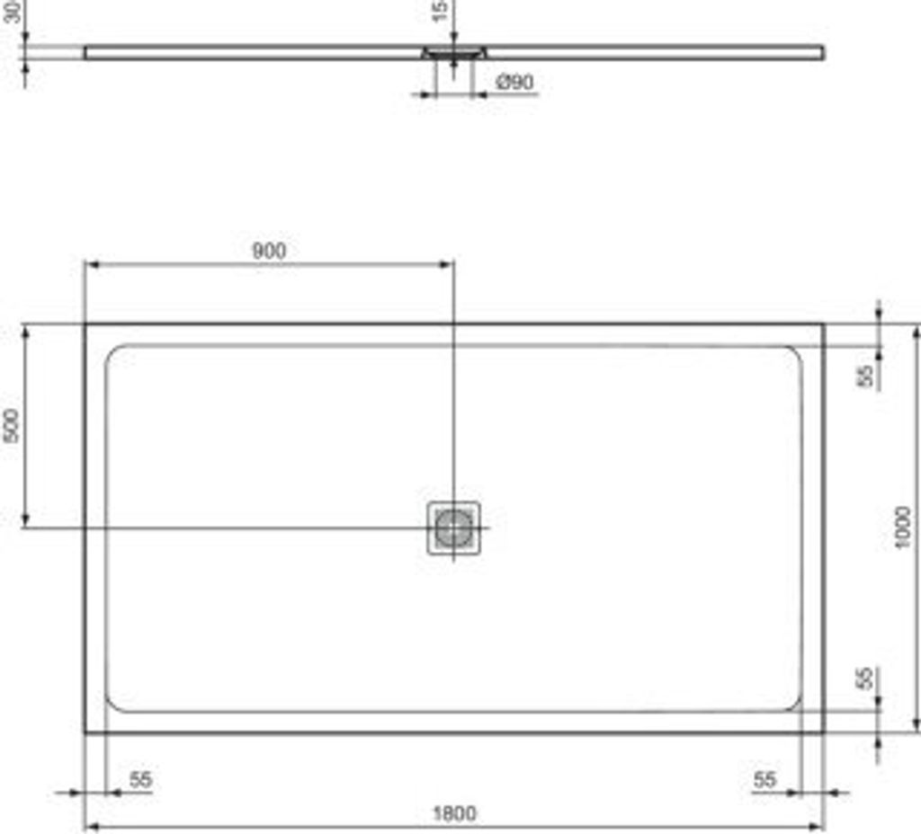 IDEAL STANDARD T5619FR Rechteck-Brausewanne Ultra Flat S +