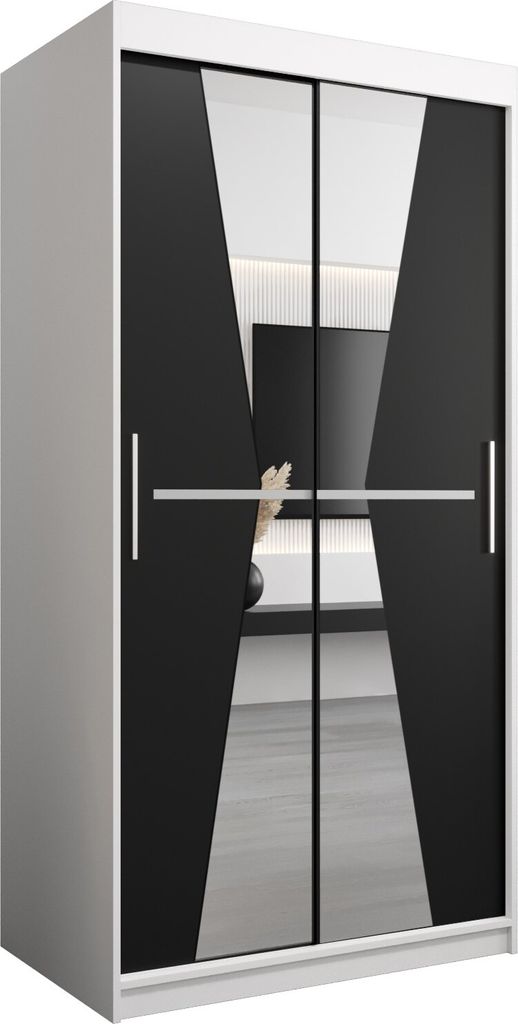 Kleiderschrank, Schiebetürenschrank Schlafzimmer, Schrank mit Spiegel MAROKO 100 cm