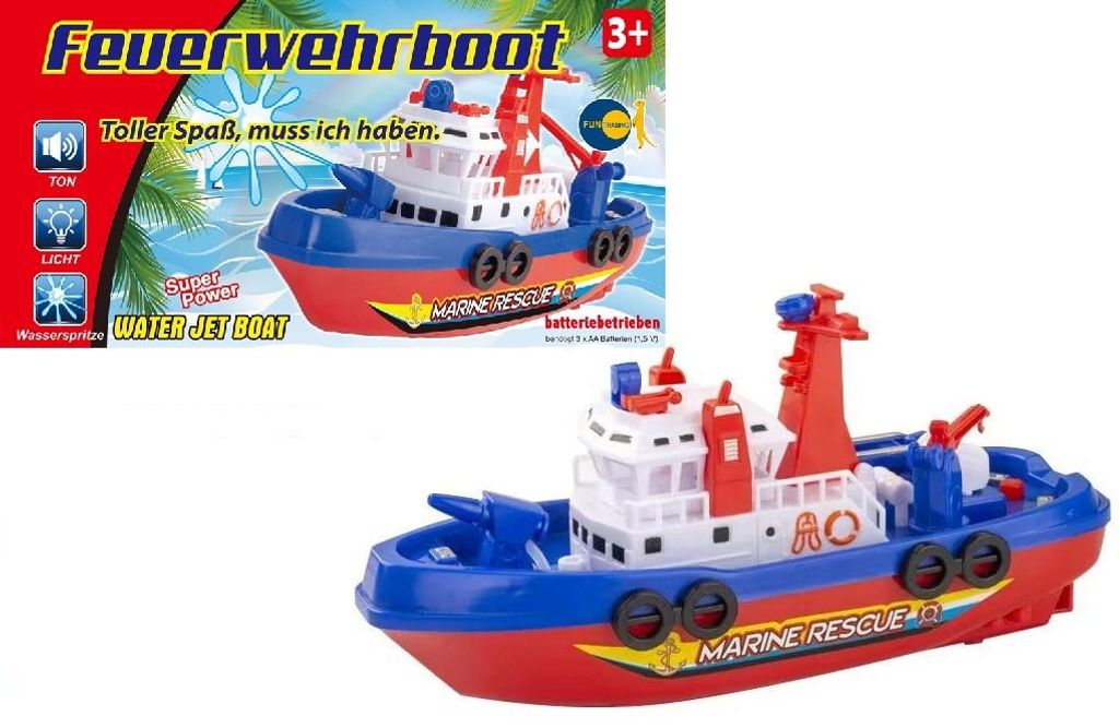 Feuerwehrboot mit Licht, Ton und Wasserspritze Produktbild 
