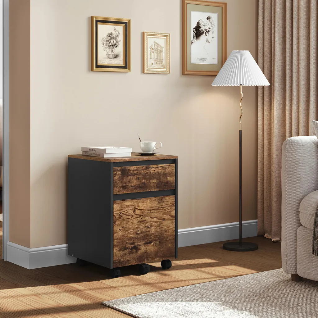 Caisson de rangement pour télétravail compact style rétro Buff - 3