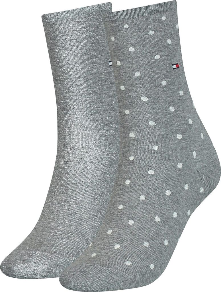 Damensocken mit Punkten - Mittelgrau Melange - 35-38 - 2 Paar