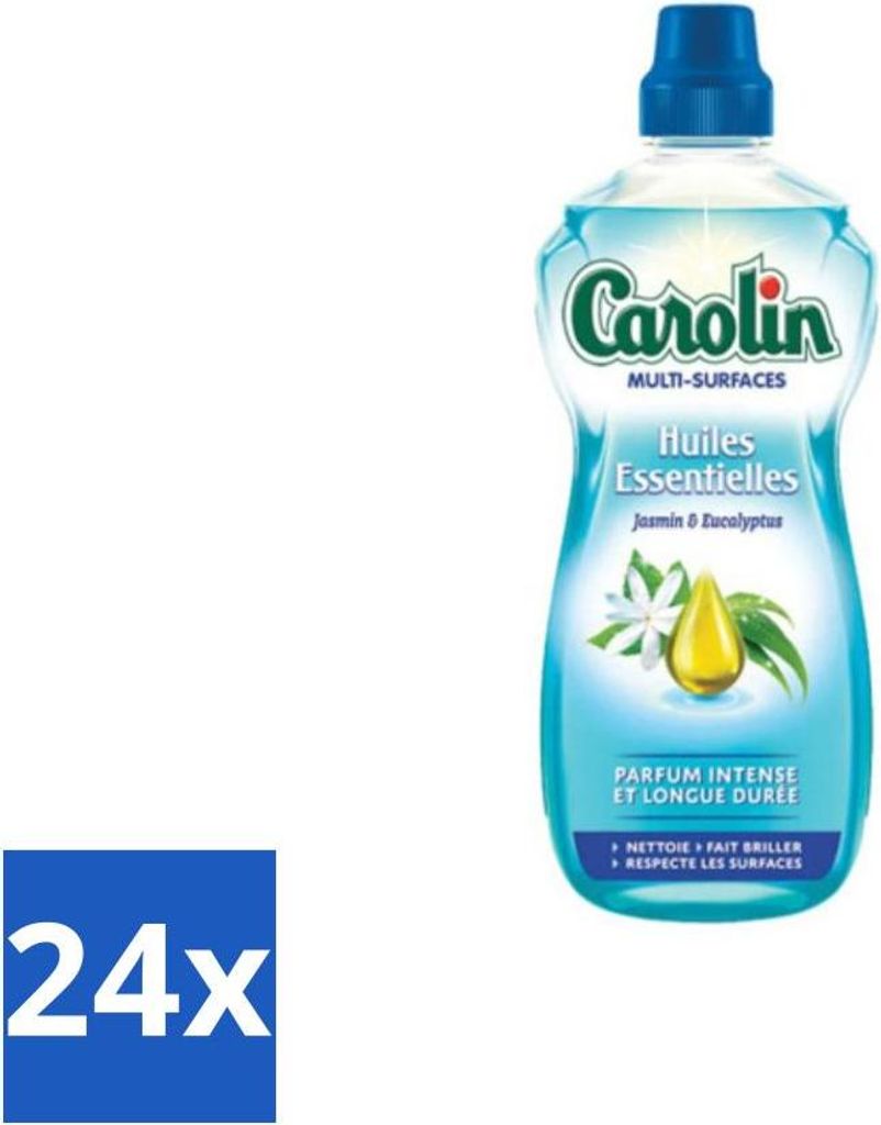 Carolin - Allzweckreiniger - Ätherische Öle aus Jasmin und Eukalyptus - 1 L - Vorteilspack - 24 Stücke