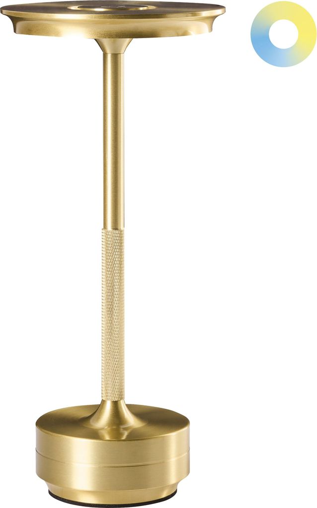 BELIANI LED Tischlampe Gold Metall 28 cm Hoch Aufladbar Kabellos mit USB-C-Ladefunktion Modernes Design für Outdoor Indoor Garten Terrasse Balkon