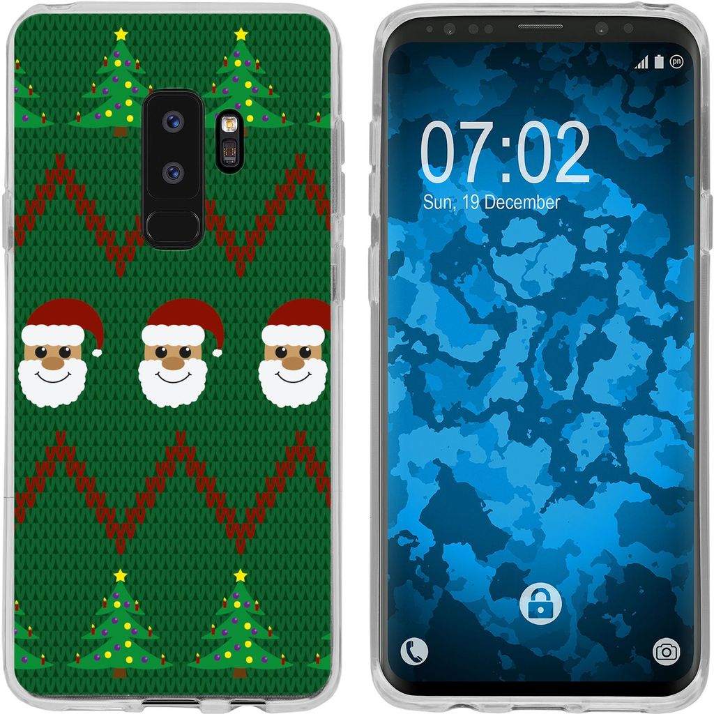 PhoneNatic Case kompatibel mit Samsung Galaxy S9 Plus Silikon-Hülle X Mas Weihnachten X-Mas Sweater M7