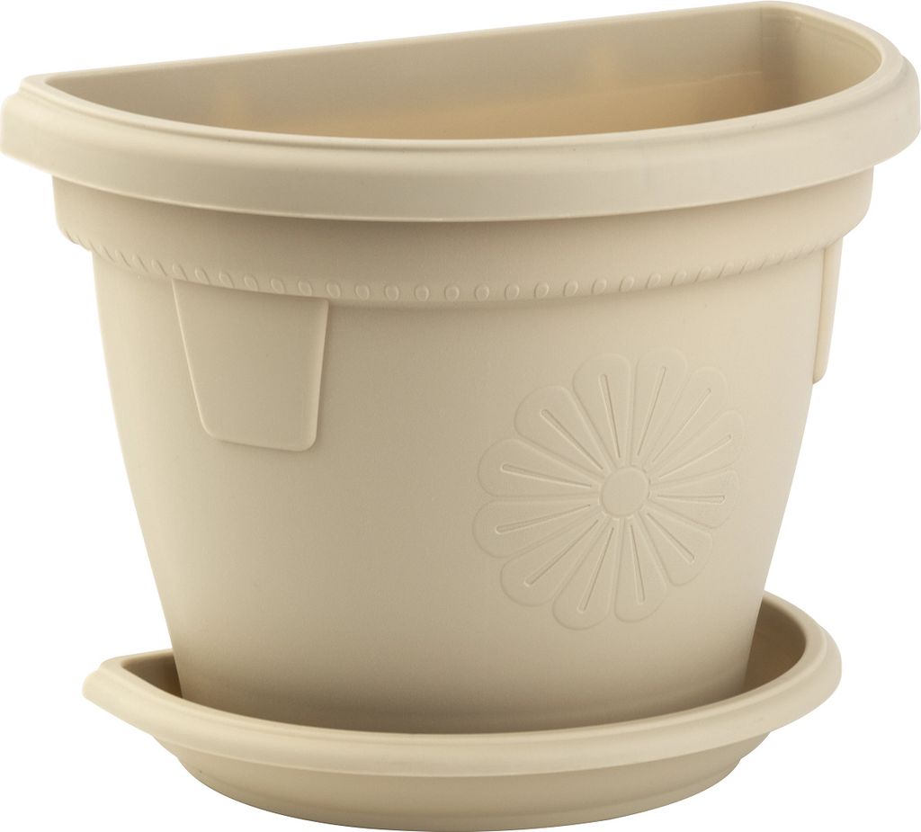 Wand Pflanzkübel mit Untersetzer 2,4L Beige Produktbild 