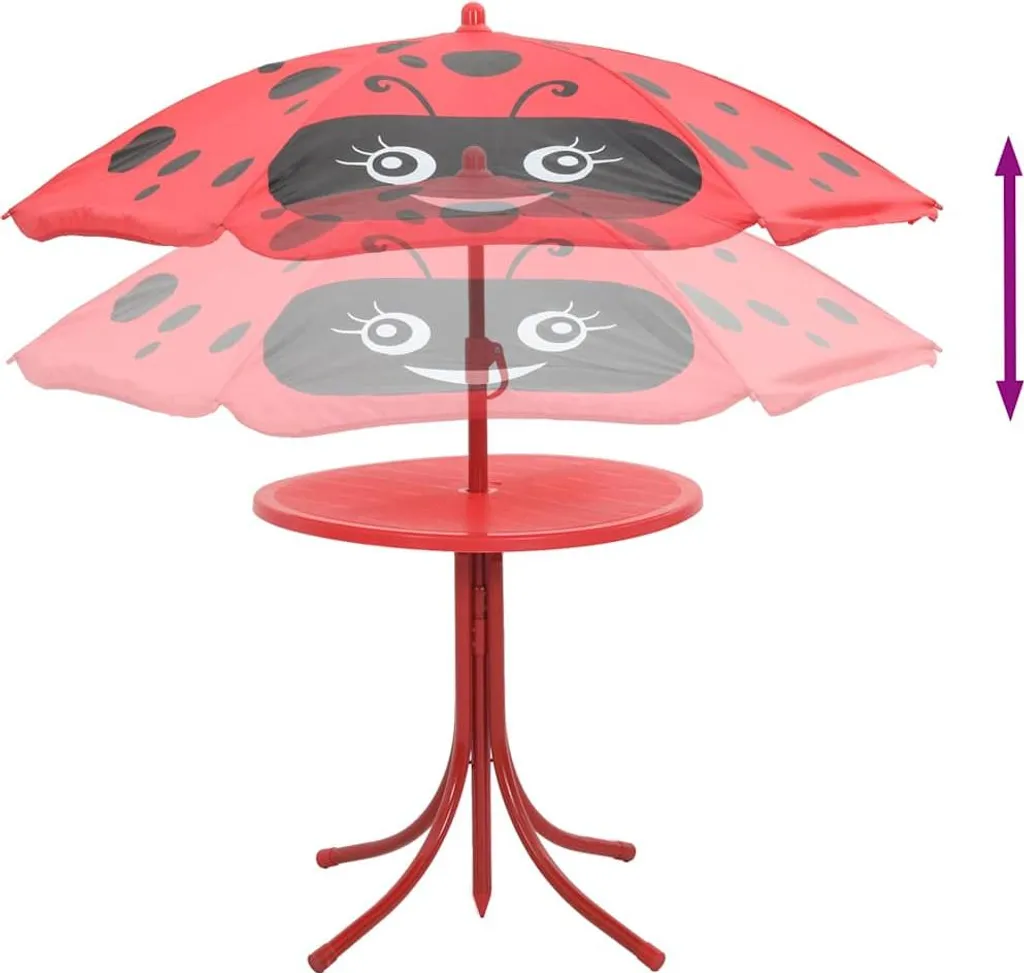 set bistrot da giardino per bambini da 3 pezzi con ombrellone rosso - 10