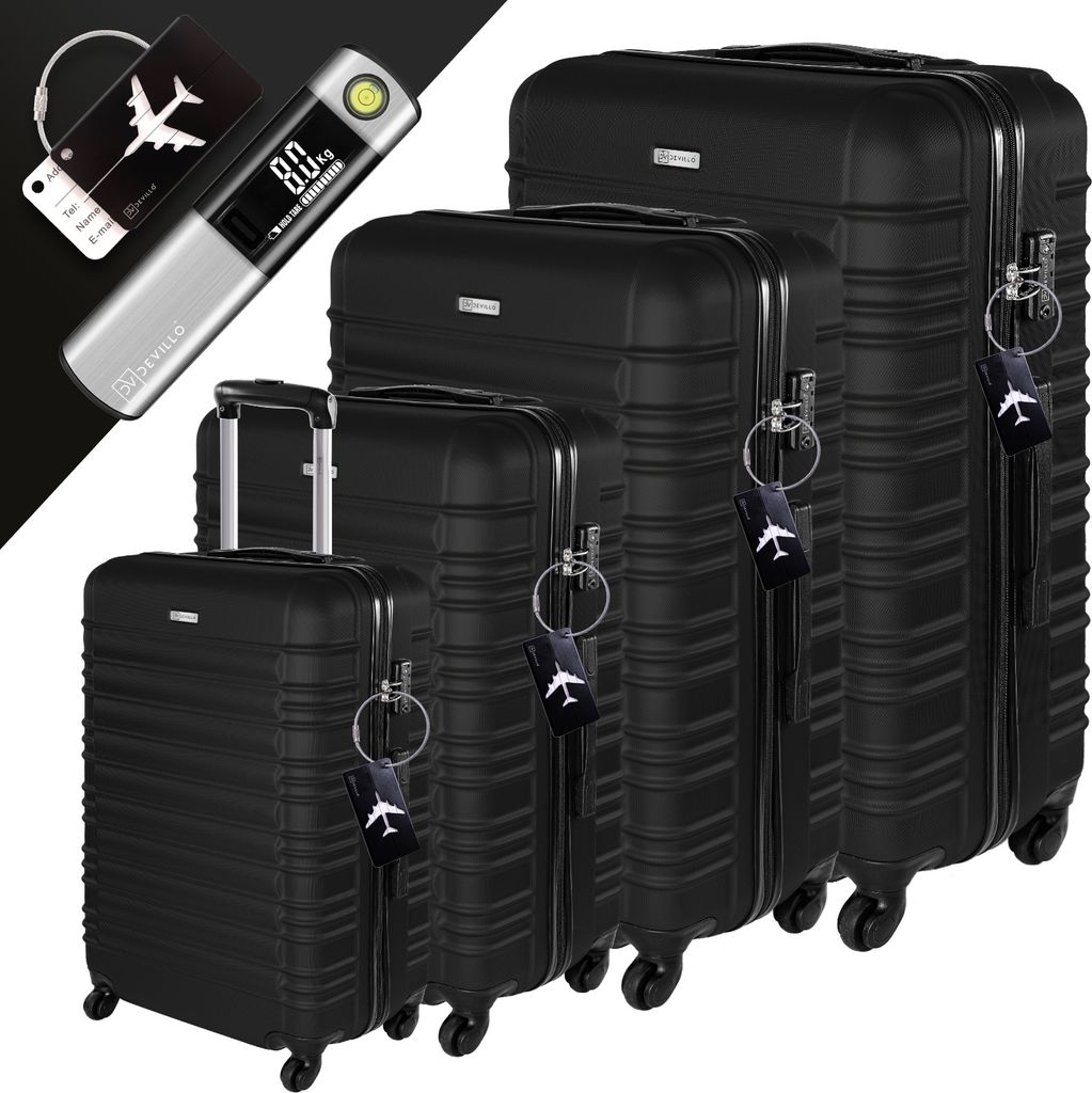 Devillo® Kofferset 4tlg. S-M-L-XL, Onyxblack - Trolley Produktbild 