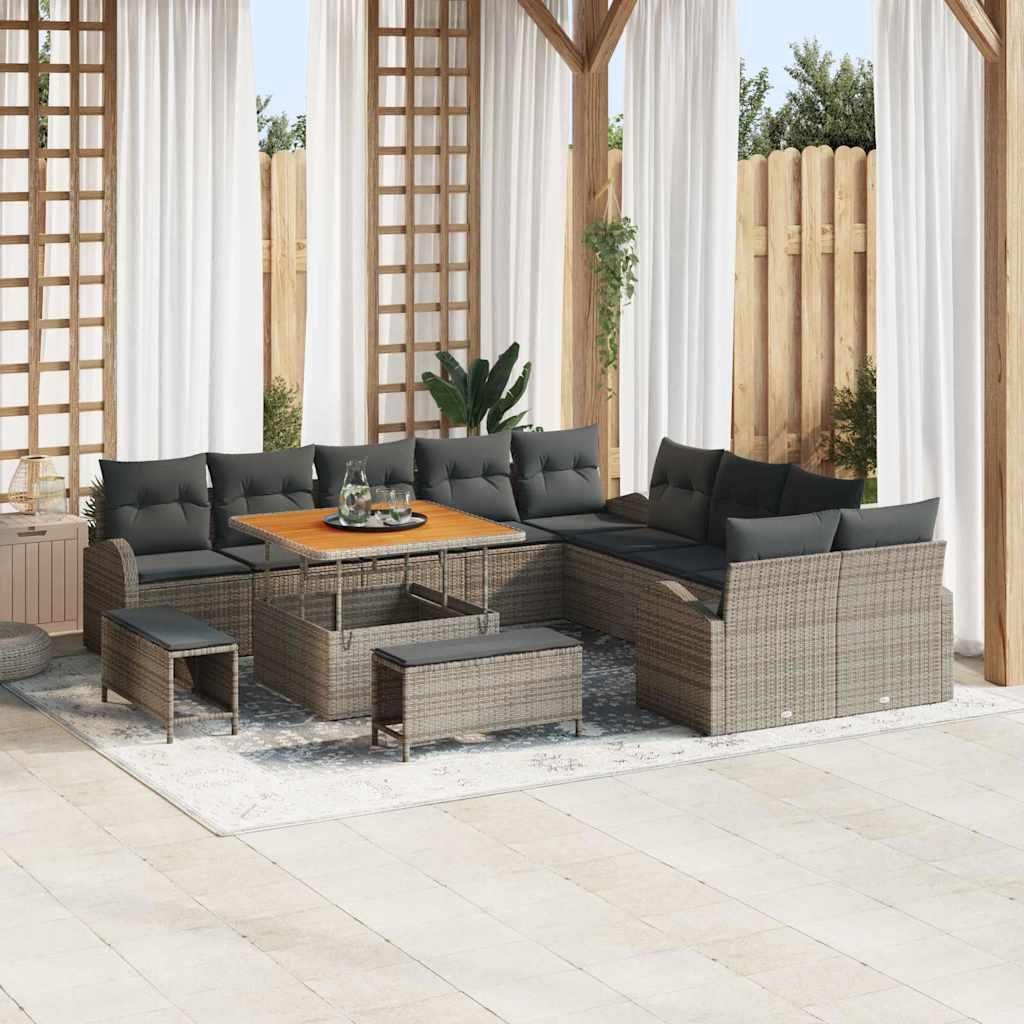 Maison Exclusive - Gartensofa-set mit Kissen 13 pcs Grau Poly-Rattan