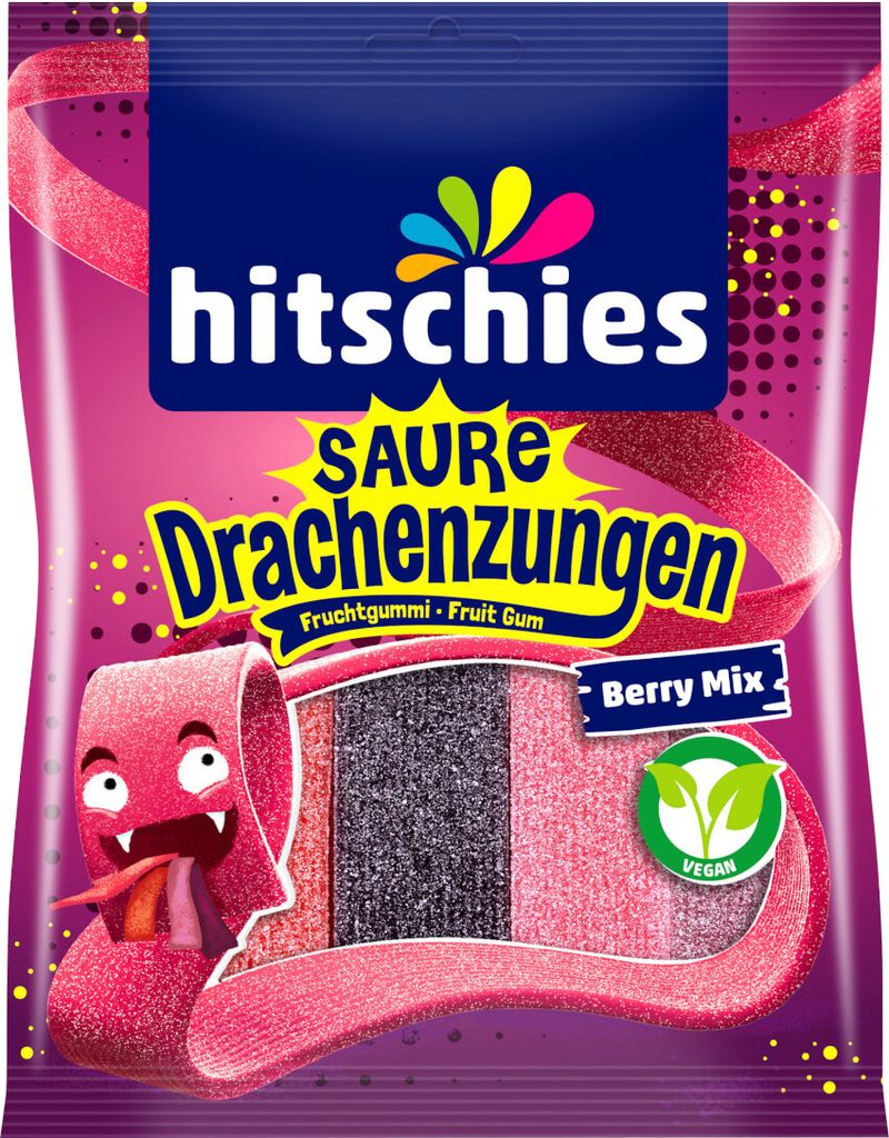 Hitschler Saure Drachenzungen Berry Mix 4 Geschmäcker Packung 125g