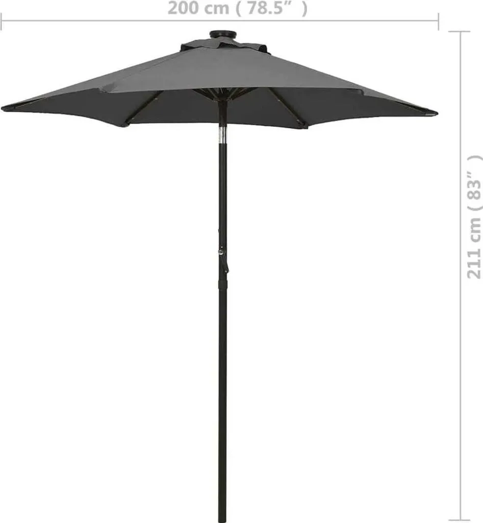 Parasol avec éclairage LED Anthracite 200x211 cm en Alu - Modèle Solaire - 8