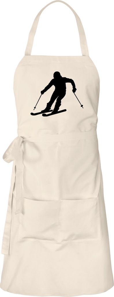 Huuraa Schürze Skifahren Silhouette Natur mit Taschen Baumwolle Kochschürze Geschenkidee