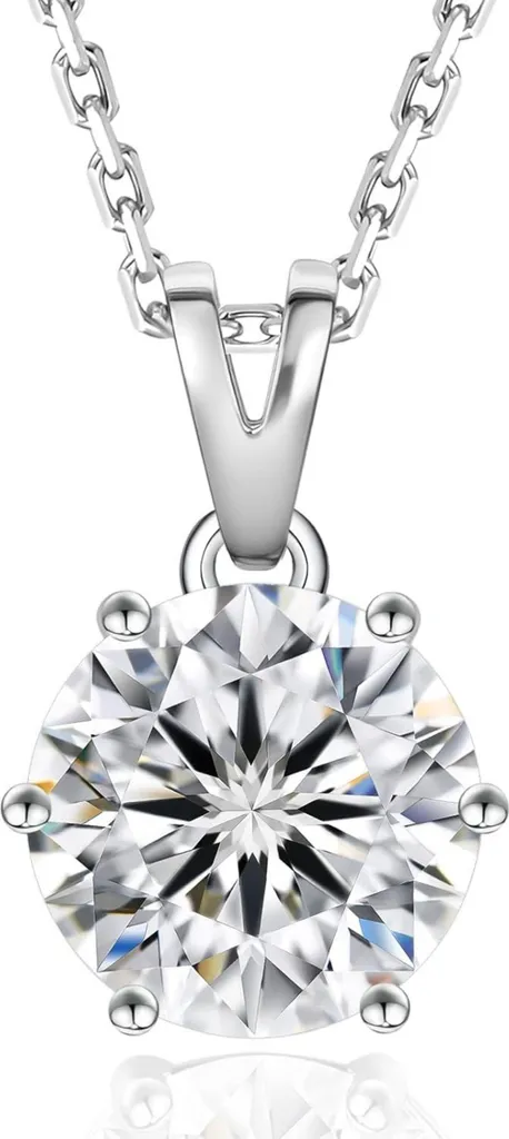Pendentif Moissanite 2 Carats Couleur D VVS1 Argent 925 Coffret Cadeau