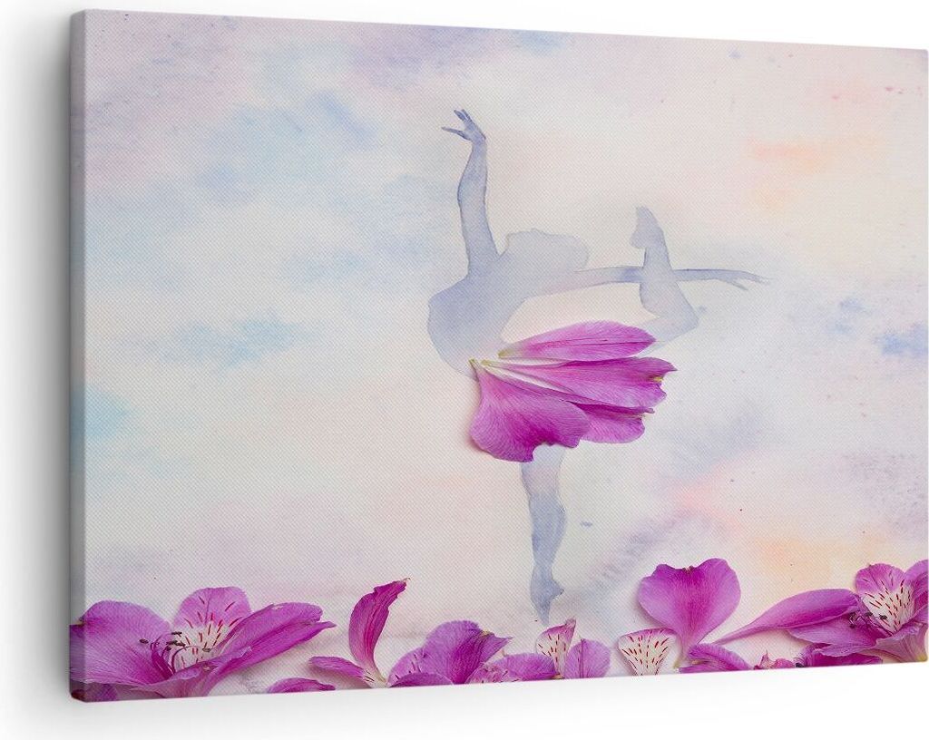 Bild auf Leinwand - Leinwandbild - Ballett Blumen Mädchen Eleganz - 70x50cm - Wand Bild - Wanddeko - Leinwanddruck - Bilder - Kunstdruck - Wanddek...