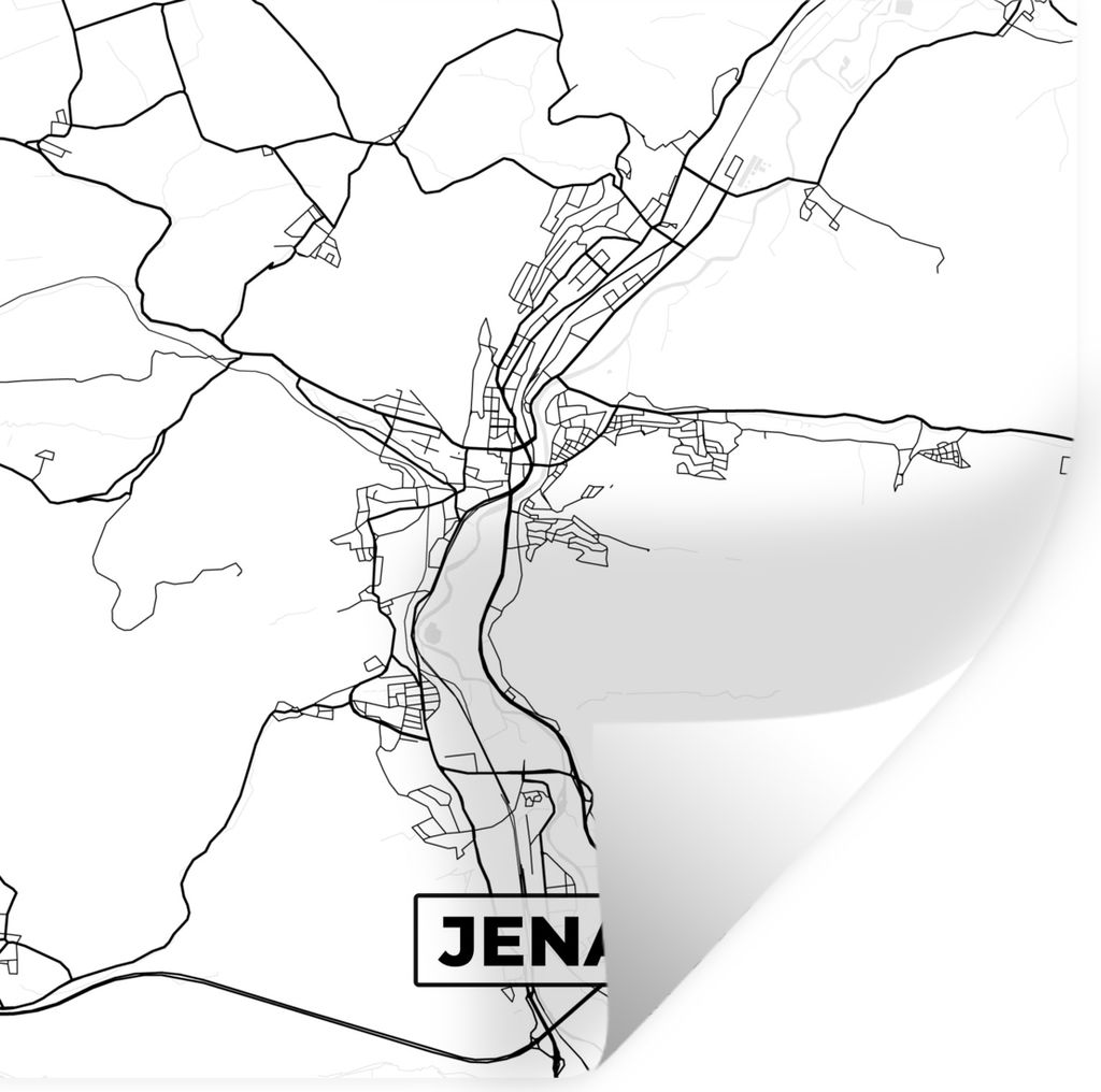 MuchoWow Wandtattoo Wandsticker Wandaufkleber Jena - Karte - Stadtplan 30x30 cm Selbstklebend und Repositionierbar - Repositionierbar - Wasser ab...