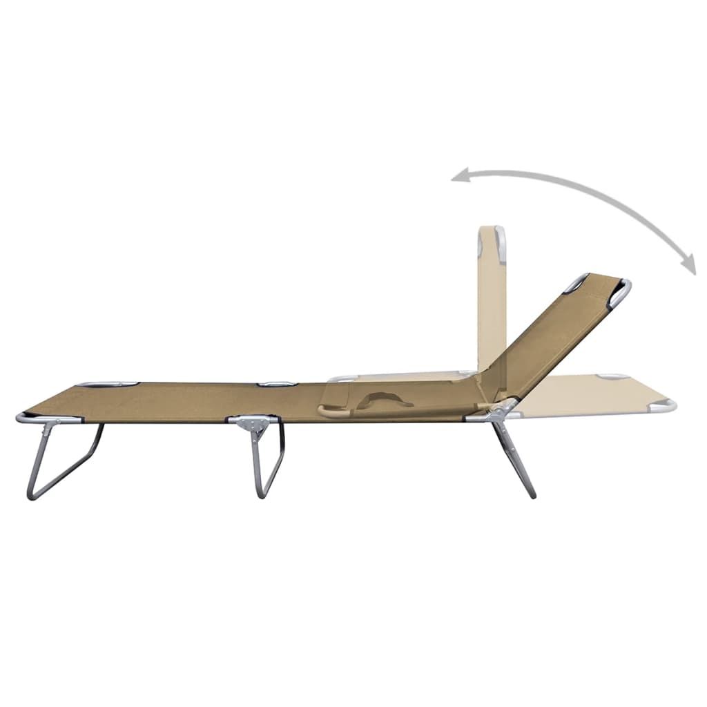 vidaXL Bain de soleil pliable avec dossier réglable Taupe Image du produit 