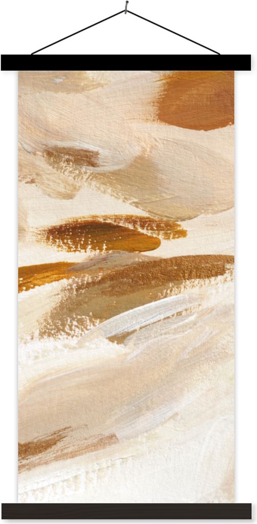 MuchoWow Textilposter Farbe - Beige - Weiß 40x80 cm mit schwarzem Rahmen - Wandemalerei