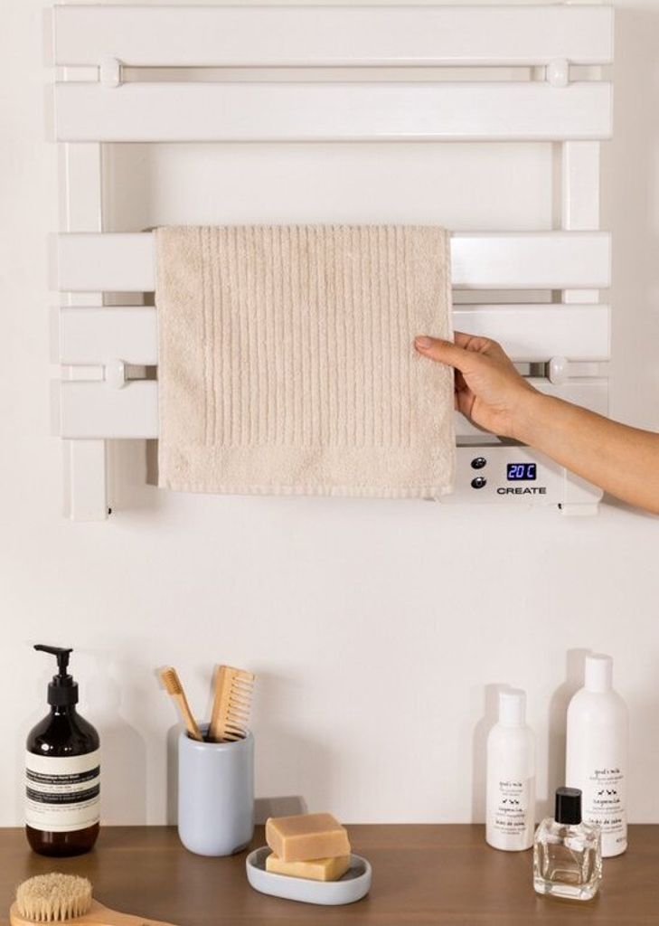 Create CREATE - Elektrischer Handtuchhalter für die Wandmontage 150W, ohne Ablagen - Weiß - WARM TOWEL MINI