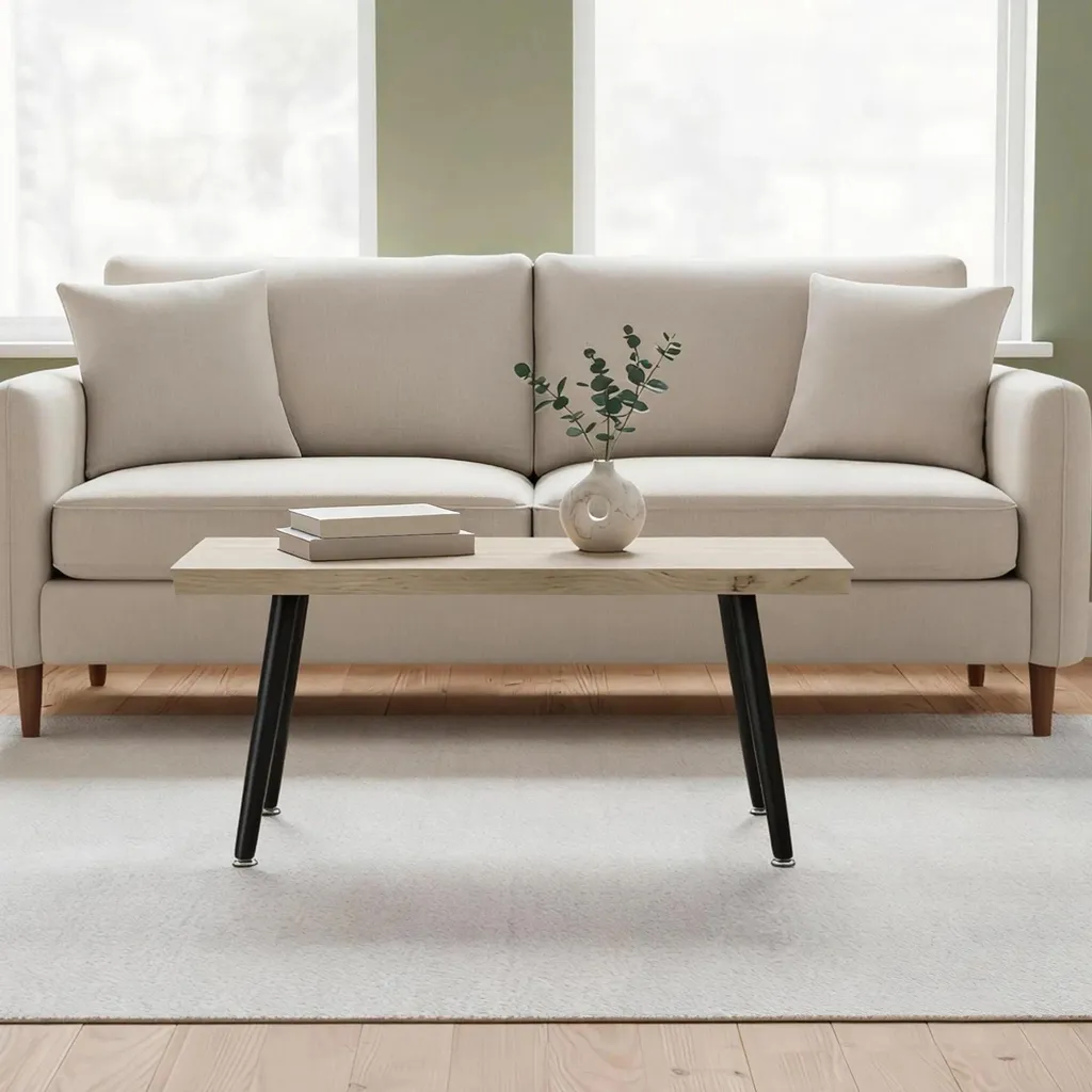 Grande table basse rectangulaire beige pour salon moderne et convivial - 9