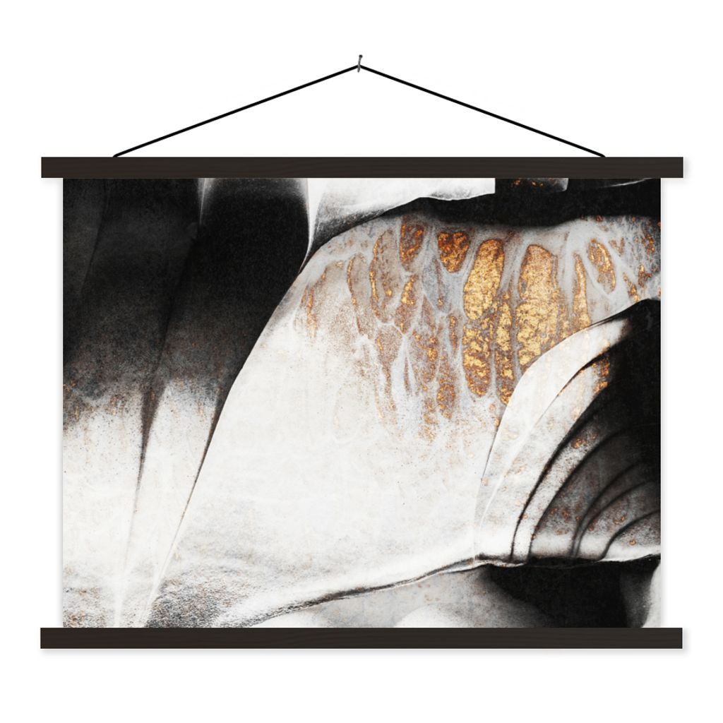 MuchoWow Textilposter Gold - Abstrakt - Design 150x113 cm mit schwarzem Rahmen - Wohnzimmer