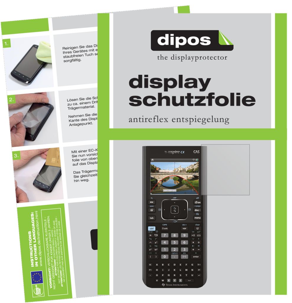 2x Schutzfolie für Texas Instruments TI Nspire CX CAS Taschenrechner matt