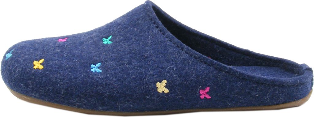 Haflinger Damen Hausschuh Pantoffel Wollfilz Stickerei Everest Farfalline 484014, Größe:38 EU, Farbe:Blau