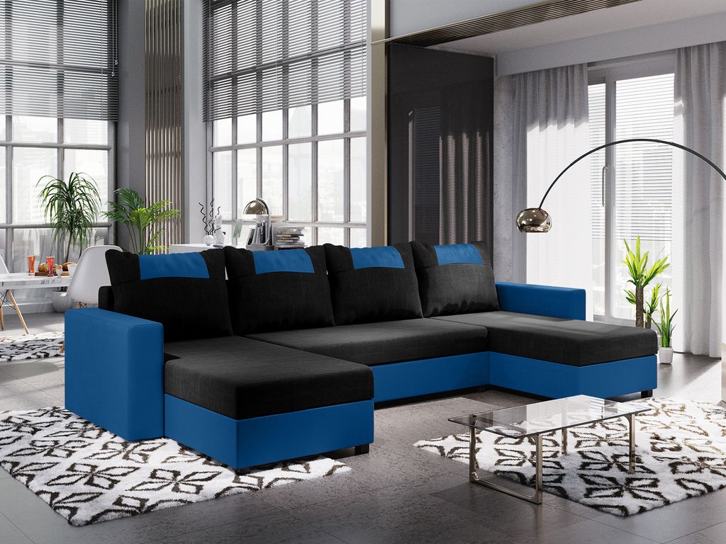 FEDVE Ecksofa Eckcouch mit Schlaffunktion SID mit Bettkasten form U