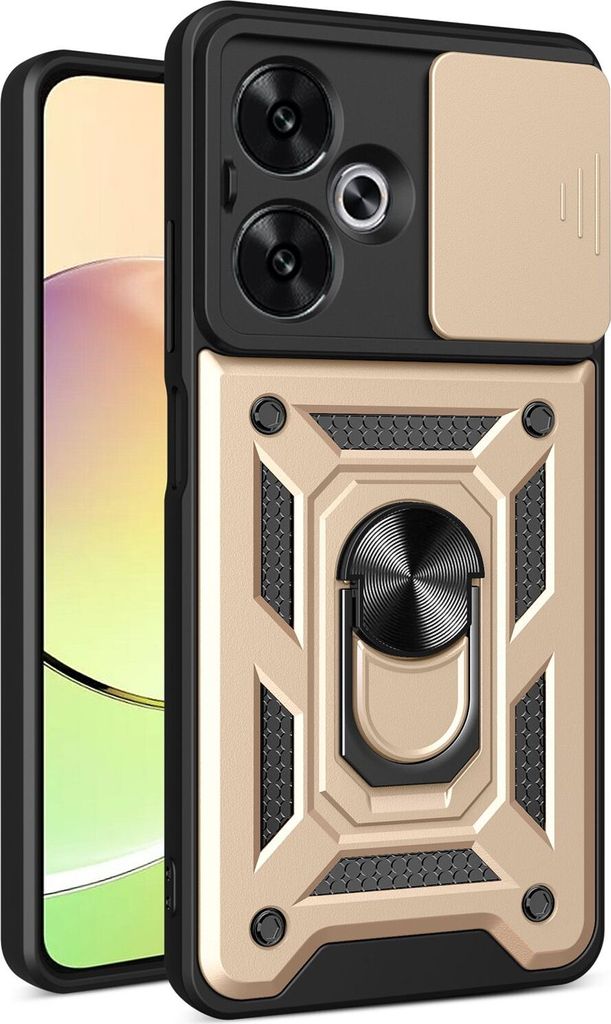 Hülle für Xiaomi Redmi 13C 5G Magnetische Ring Ständer Halter Dia Kameraschutz TPU Bumper Silikon Schutzhülle Gold