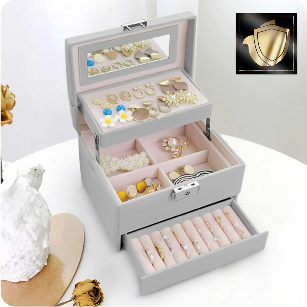 Boîte à bijoux anti-nœuds MS-704 Massido - Rangement sécurisé Gris Luxe
