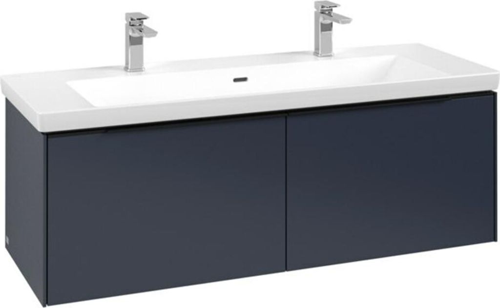 Villeroy & Boch Subway 3.0 Waschbeckenunterschrank, LED-Beleuchtung, 2 Auszüge, Waschbecken mittig, 1272x429x478mm, C601L1VQ