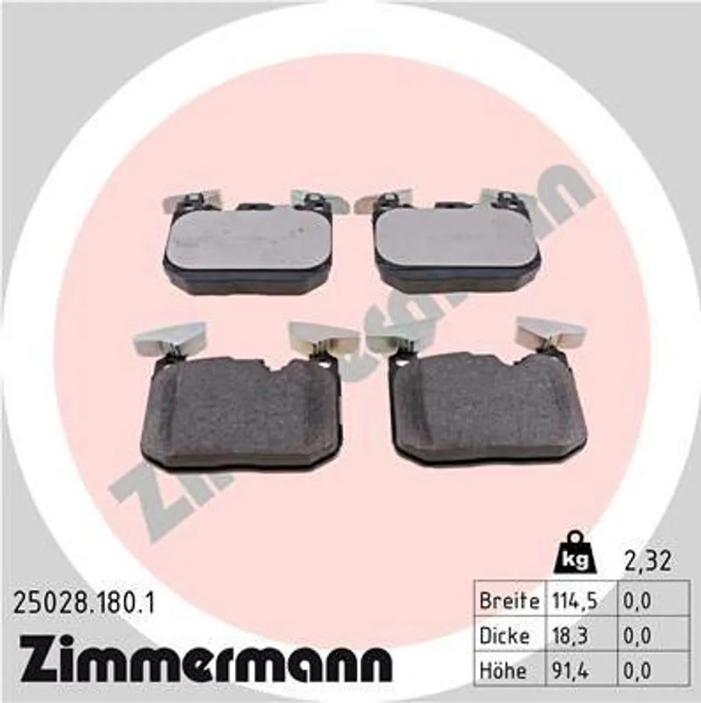 Zimmermann 25028.180.1 Plaquettes de Frein OE 34106859067 pour BMW F30 F32