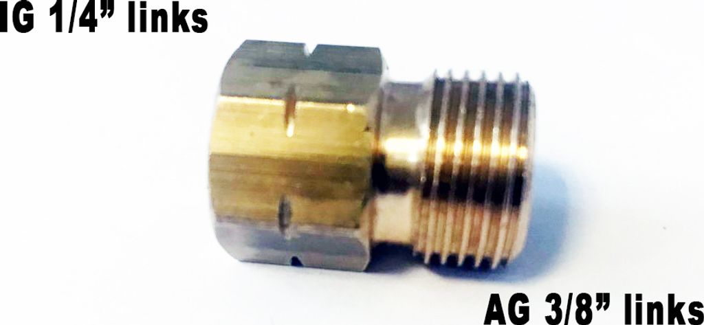 Verbindungsstück Übergang IG 1/4" lks x AG 3/8" lks Reduzierstück Gas Adapter Messing